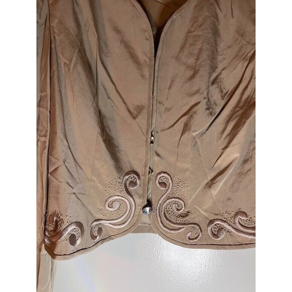 Patrick Evening Jacket 12 Beige 100% Silk Beaded Embroidered Short Formal Bolero - Picture 5 of 10